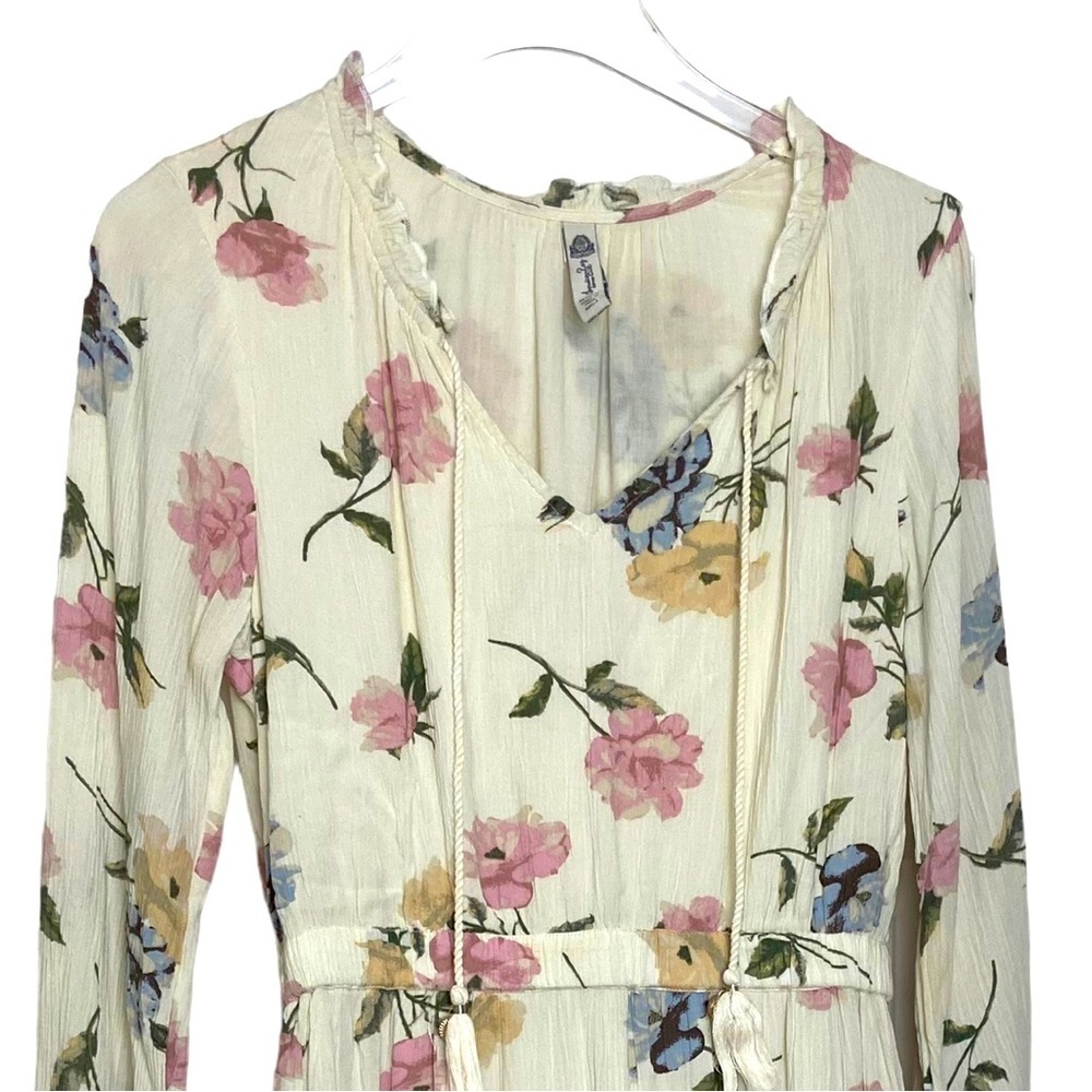 American Rag | Cream Pink Floral | V-Neck Dress | Size Small - Picture 2 of 5